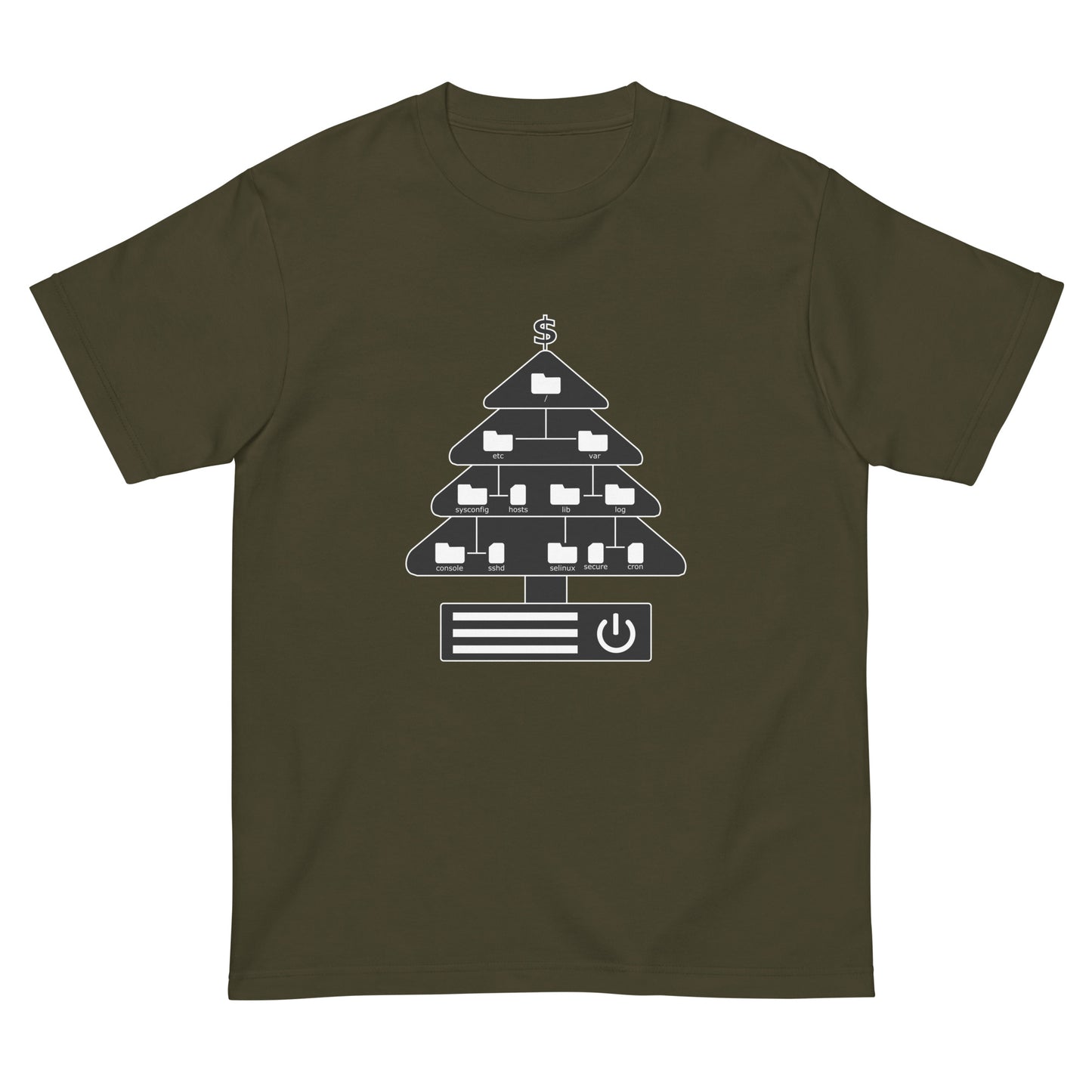ディレクトリクリスマスツリー(仕様:白黒) エンジニアTシャツ