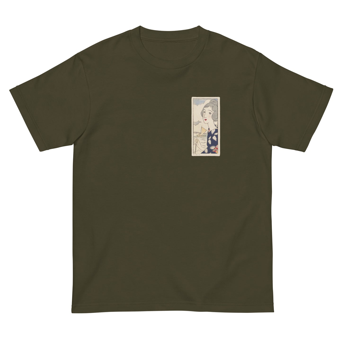 大正レトロ 竹久夢二柄 Tシャツ(シーサイド)