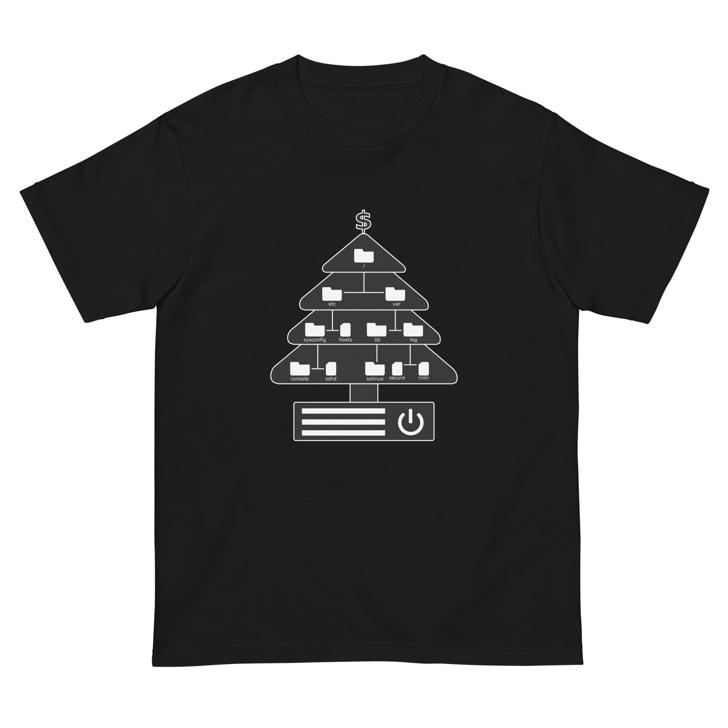 ディレクトリクリスマスツリー(仕様:白黒) エンジニアTシャツ
