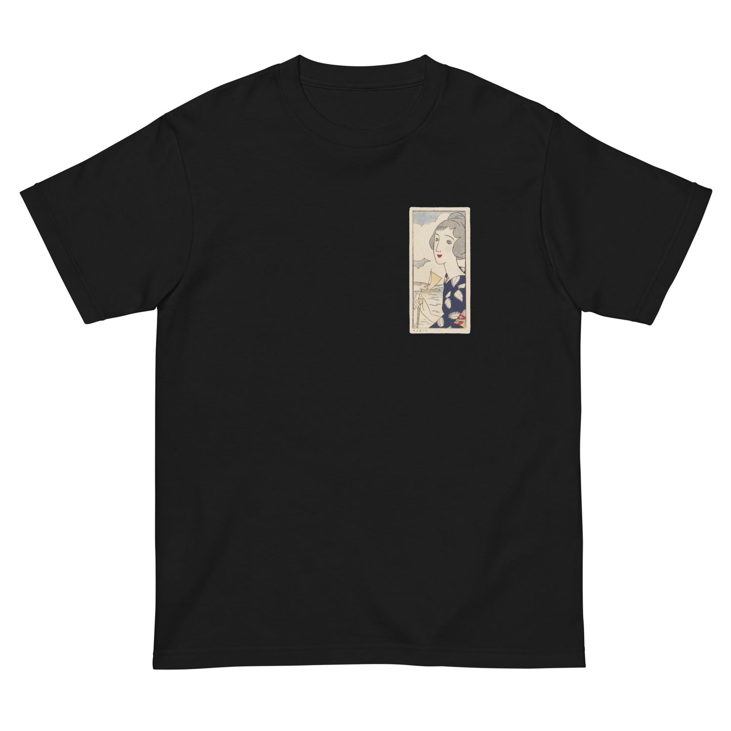 大正レトロ 竹久夢二柄 Tシャツ(シーサイド)