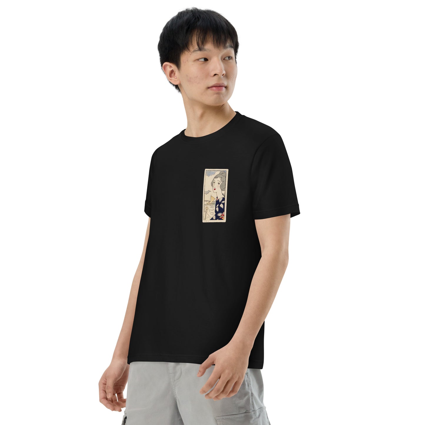 大正レトロ 竹久夢二柄 Tシャツ(シーサイド)