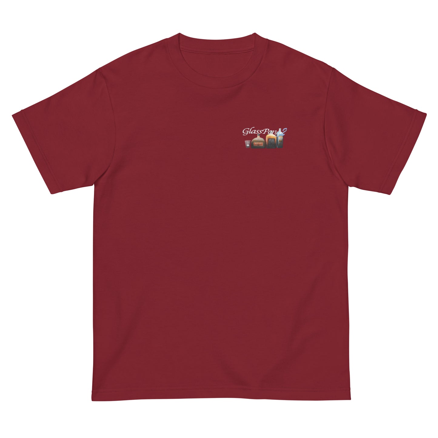 GlassPong2 glasses and bottles on the logo T-shirt