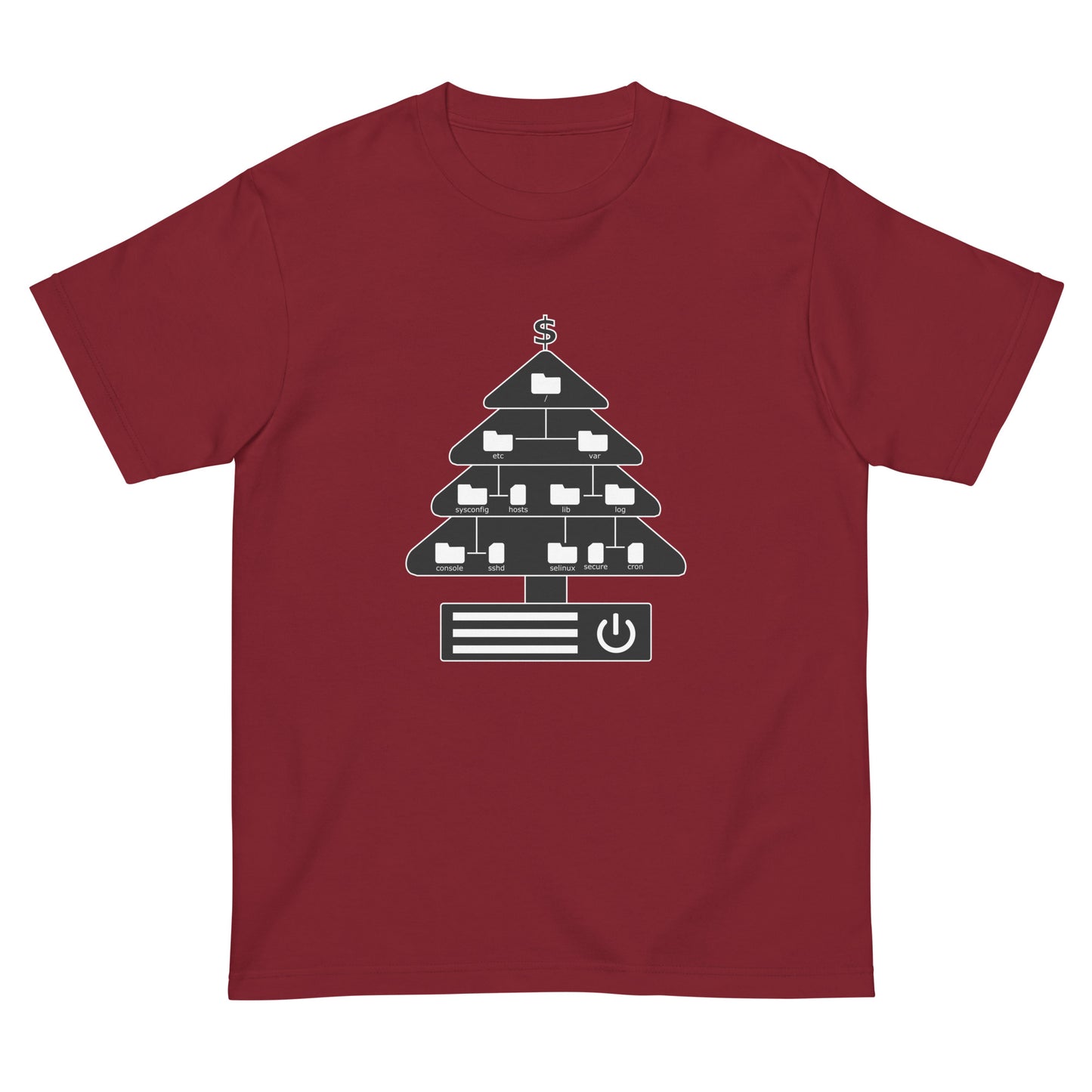 ディレクトリクリスマスツリー(仕様:白黒) エンジニアTシャツ