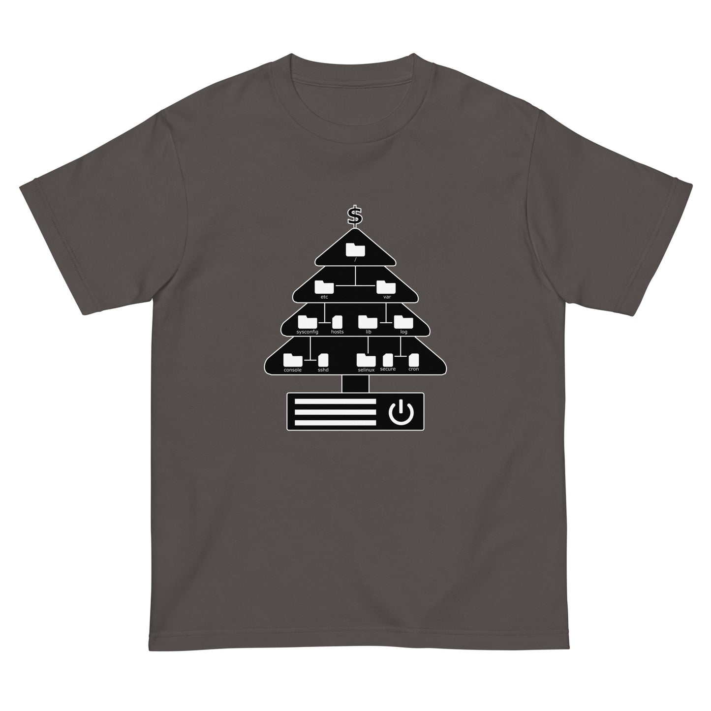 ディレクトリクリスマスツリー(仕様:白黒) エンジニアTシャツ
