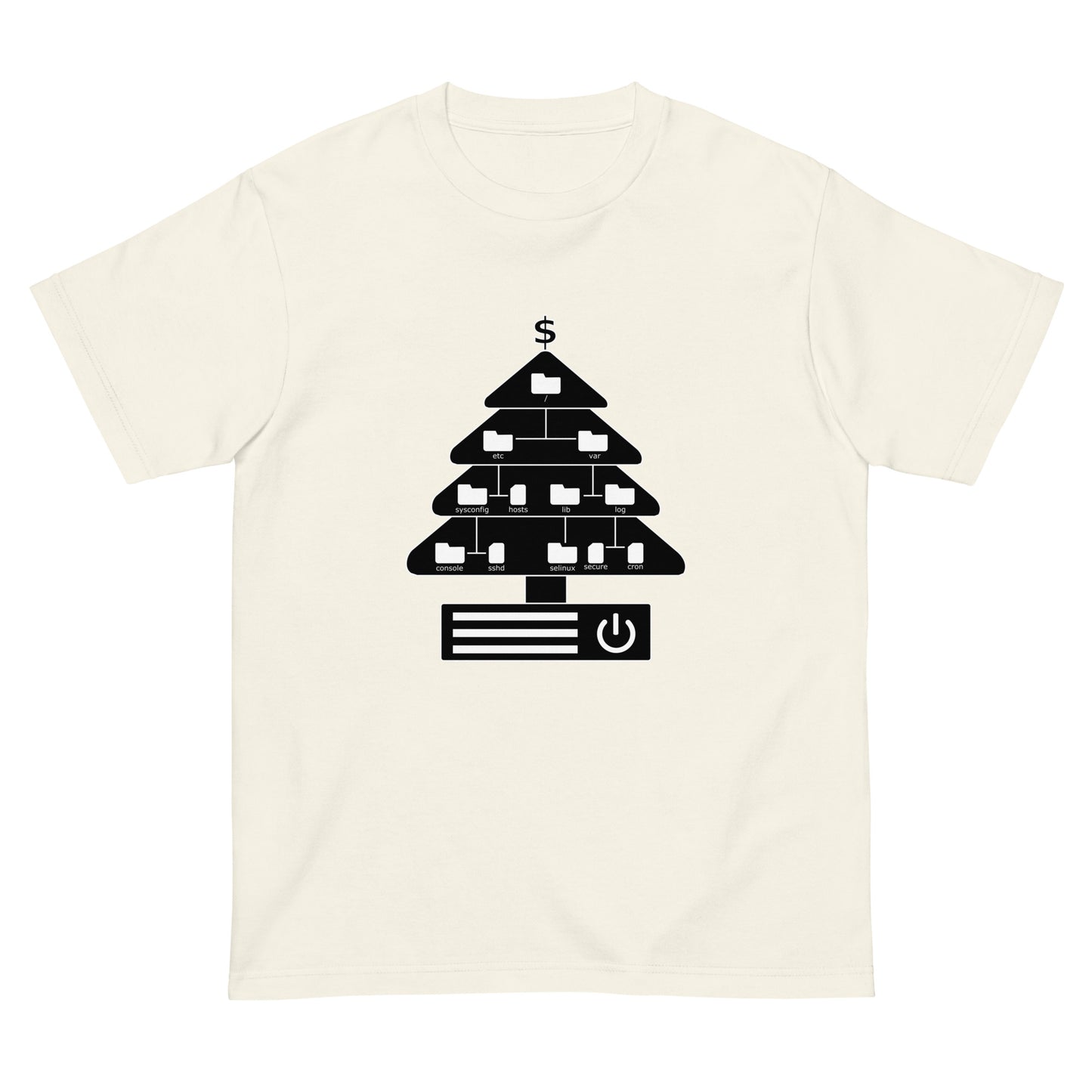 ディレクトリクリスマスツリー(仕様:白黒) エンジニアTシャツ