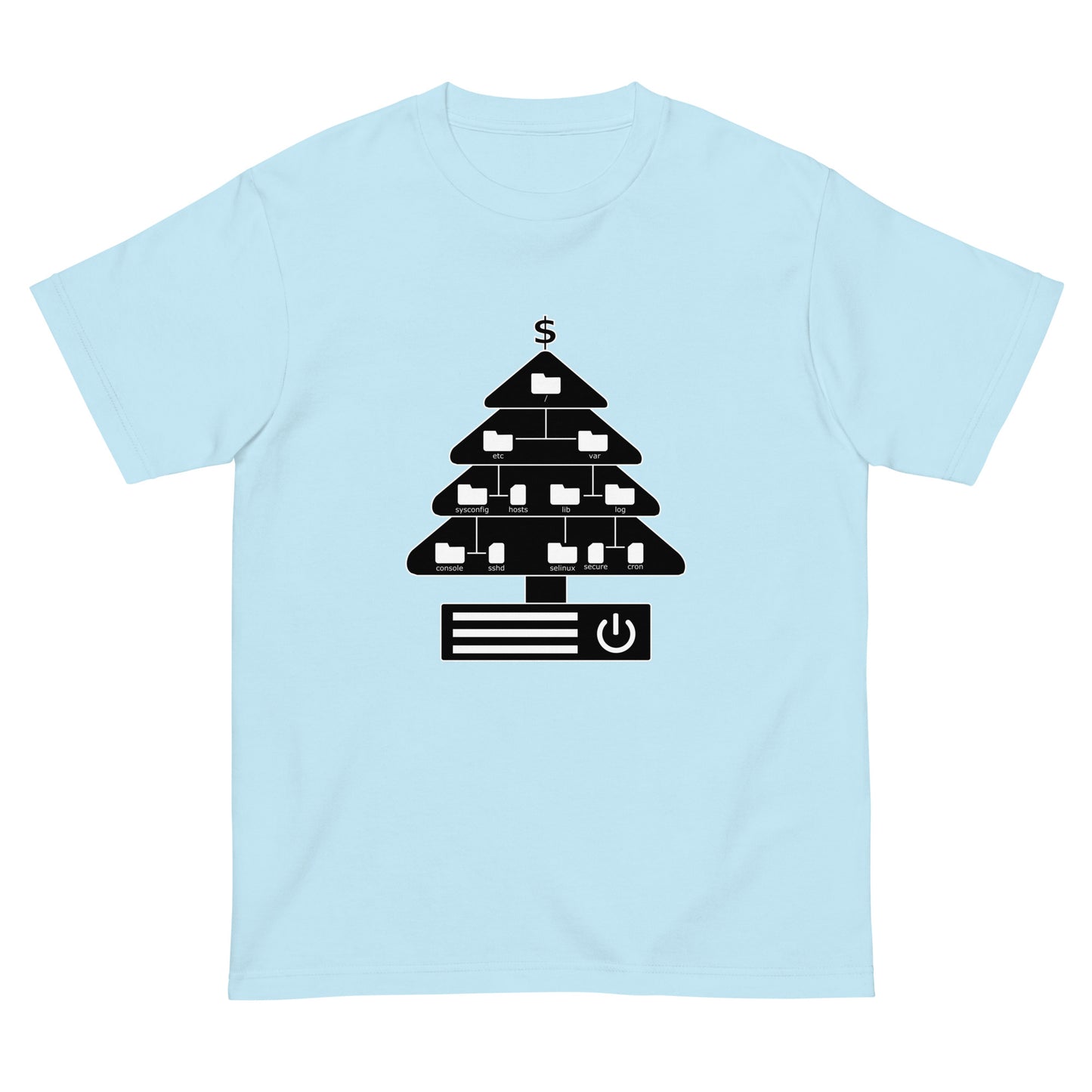 ディレクトリクリスマスツリー(仕様:白黒) エンジニアTシャツ