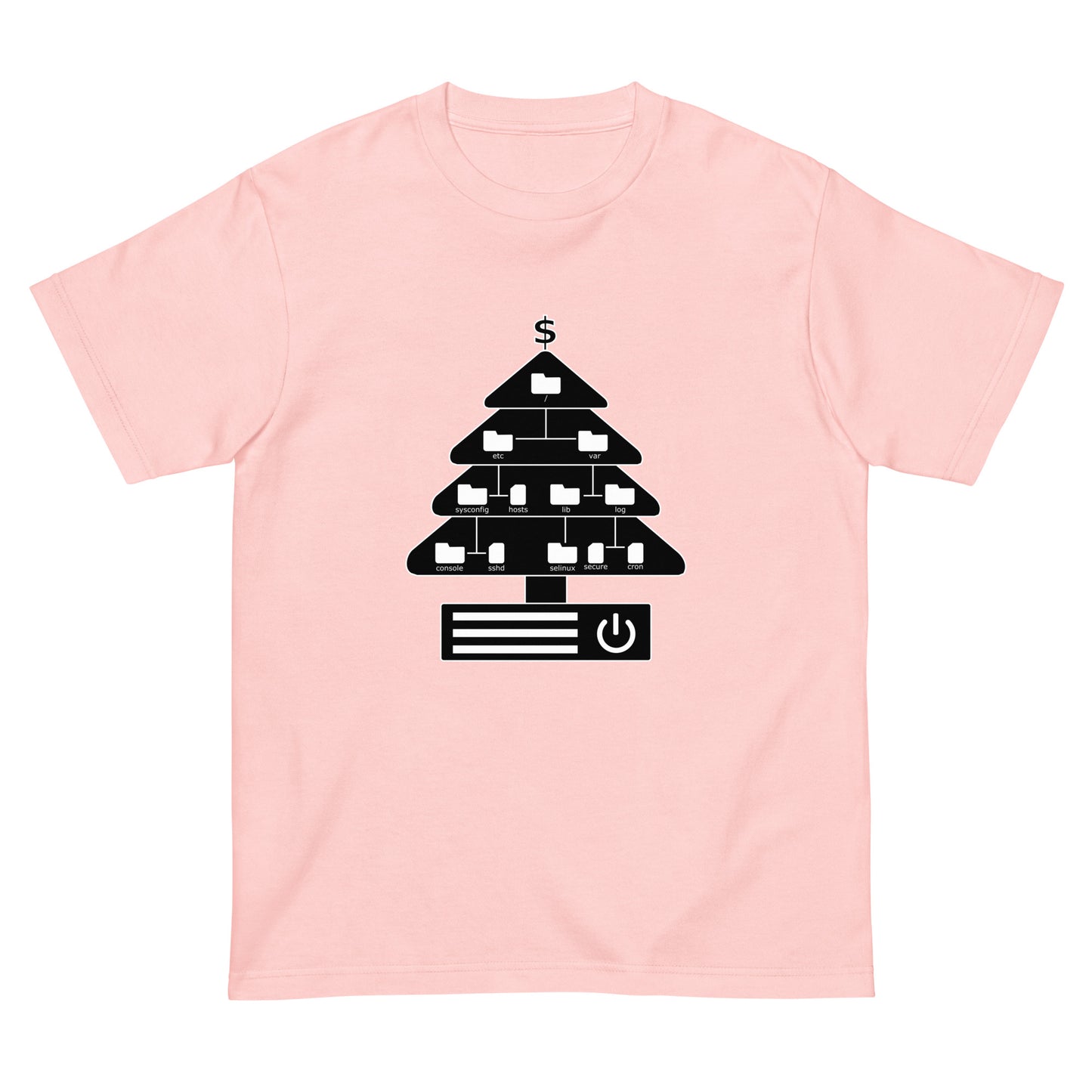 ディレクトリクリスマスツリー(仕様:白黒) エンジニアTシャツ