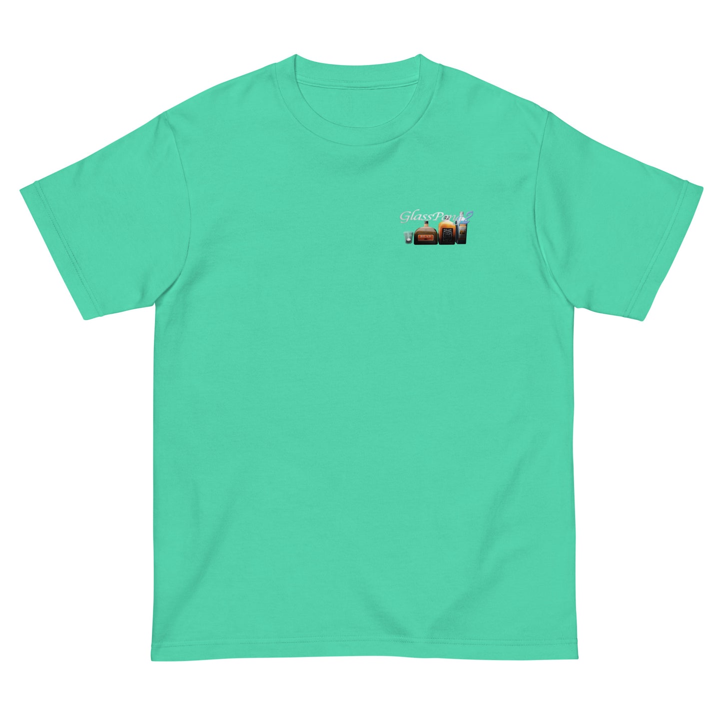 GlassPong2 glasses and bottles on the logo T-shirt