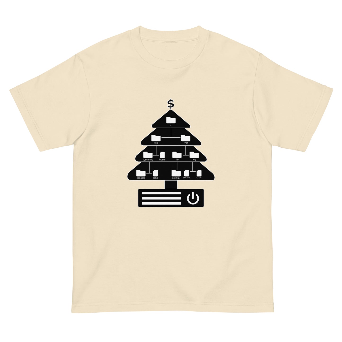 ディレクトリクリスマスツリー(仕様:白黒) エンジニアTシャツ