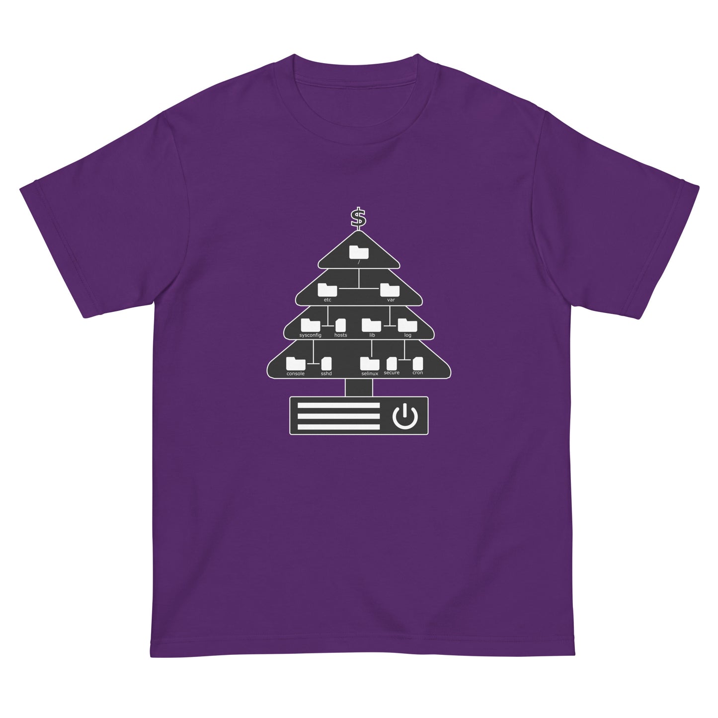 ディレクトリクリスマスツリー(仕様:白黒) エンジニアTシャツ