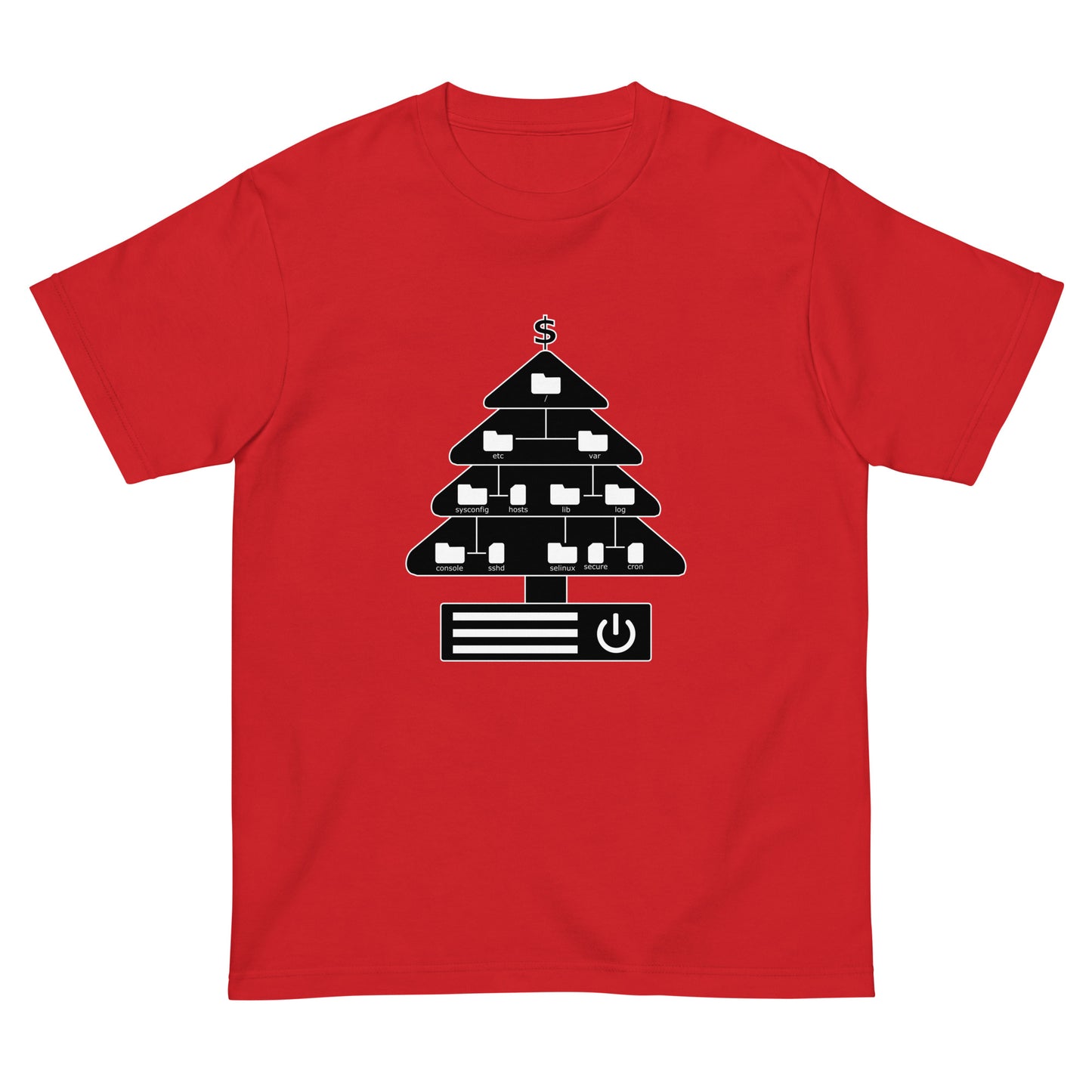 ディレクトリクリスマスツリー(仕様:白黒) エンジニアTシャツ