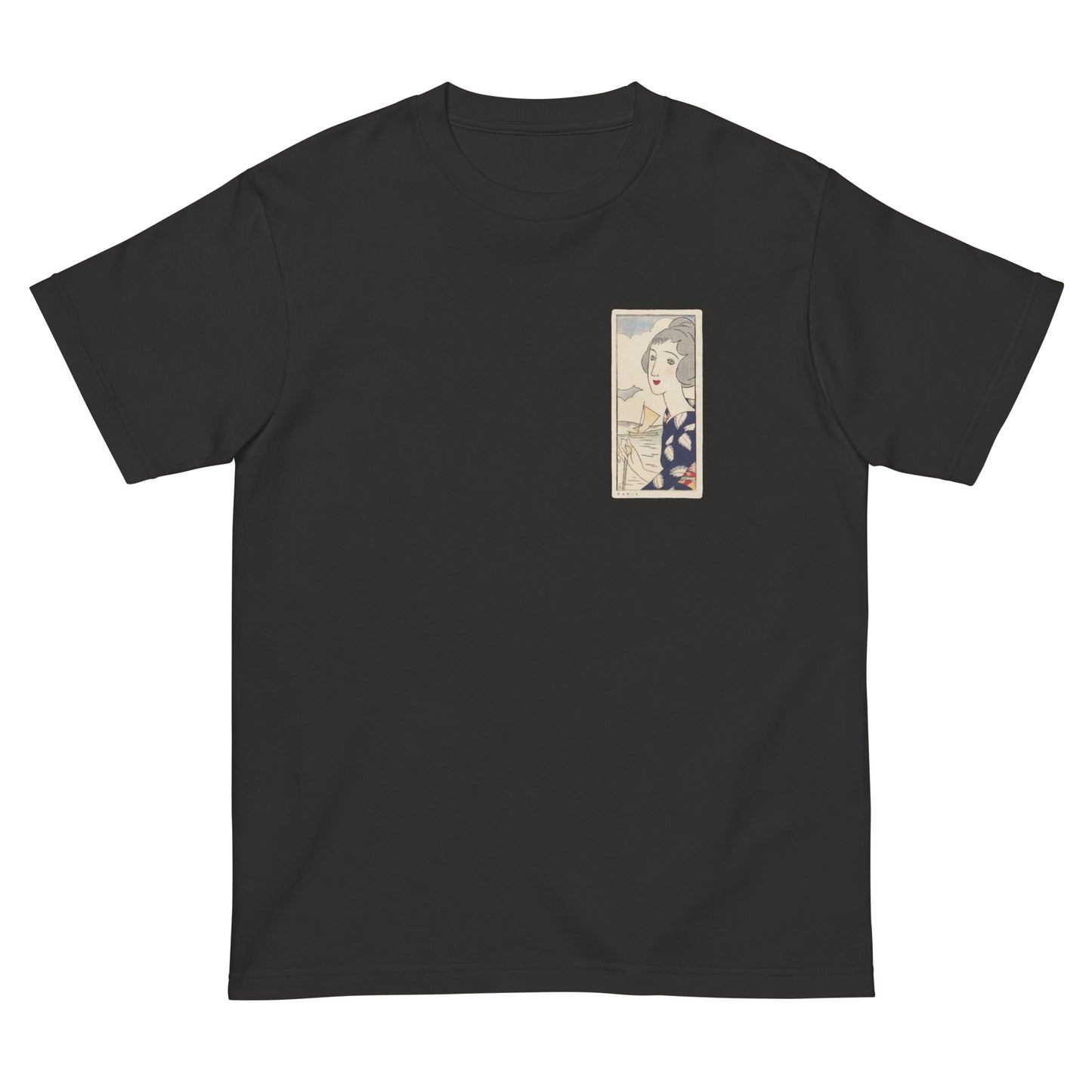 大正レトロ 竹久夢二柄 Tシャツ(シーサイド)