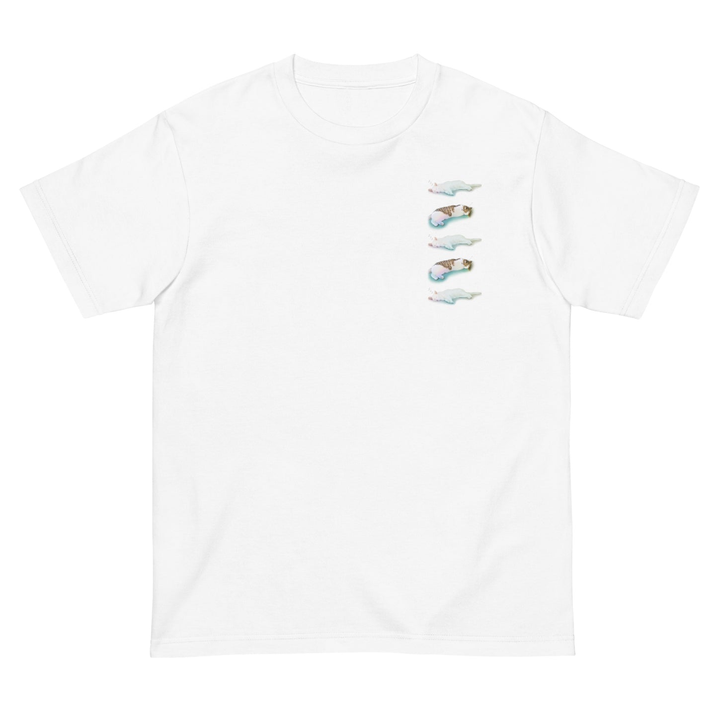 猫、寝転ぶワンポイント Tシャツ