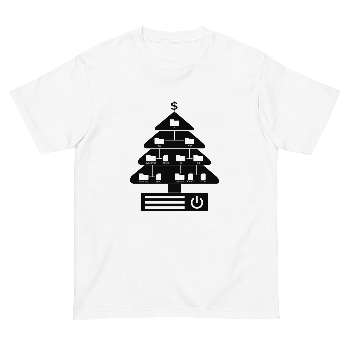 ディレクトリクリスマスツリー(仕様:白黒) エンジニアTシャツ