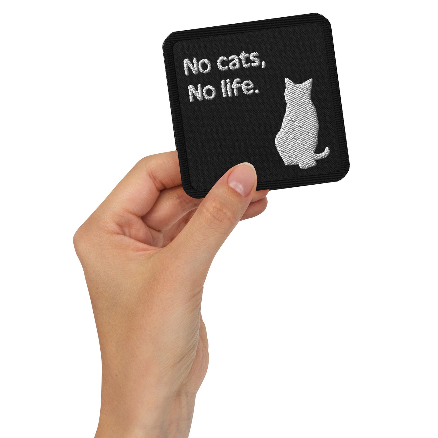 【文言変更可】No cats, No life. 刺繍ワッペン