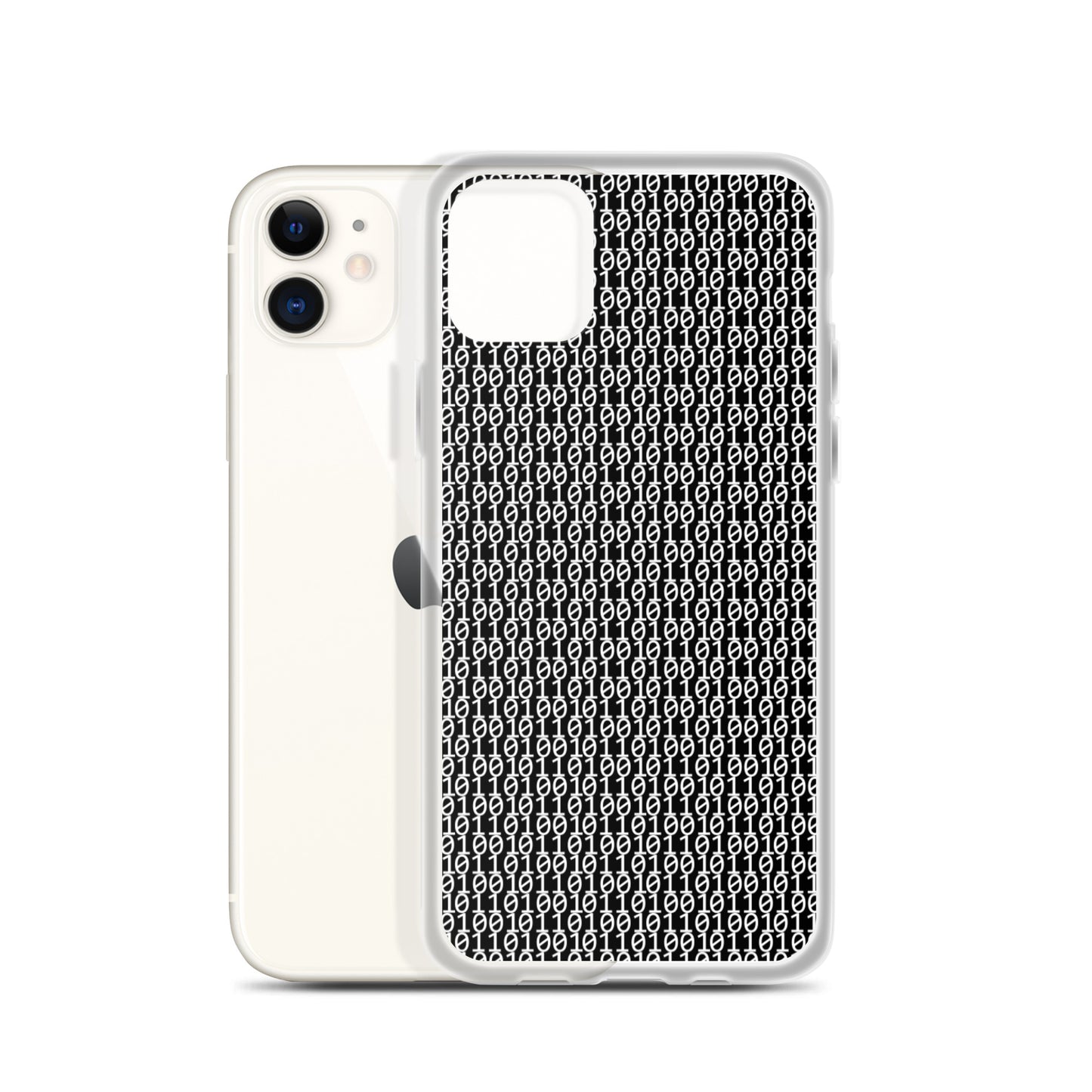 物質をデジタル出力すると。(カラー:ブラック)2進数iPhoneケース