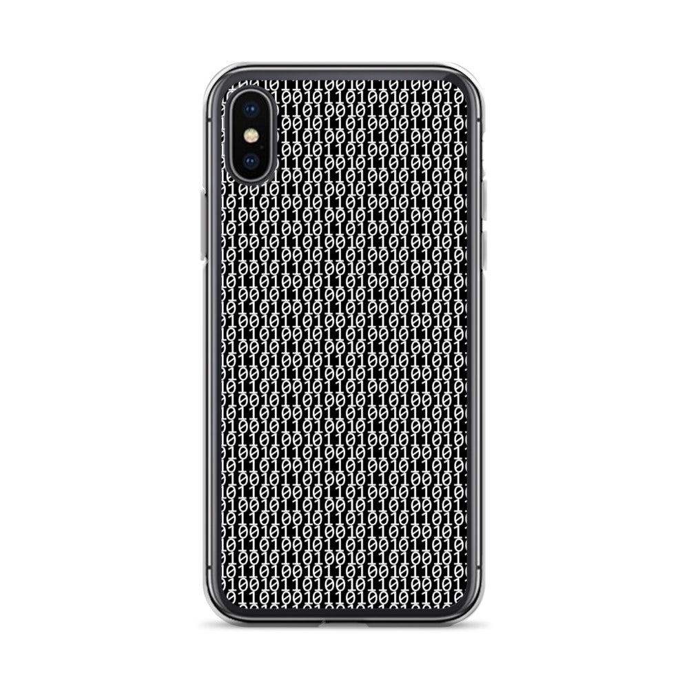物質をデジタル出力すると。(カラー:ブラック)2進数iPhoneケース