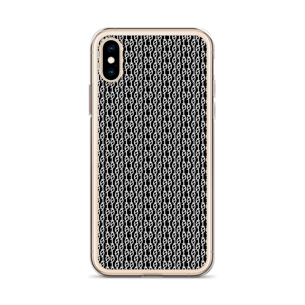 物質をデジタル出力すると。(カラー:ブラック)2進数iPhoneケース
