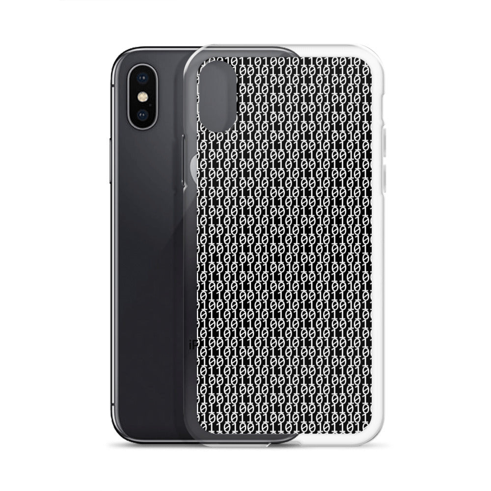 物質をデジタル出力すると。(カラー:ブラック)2進数iPhoneケース