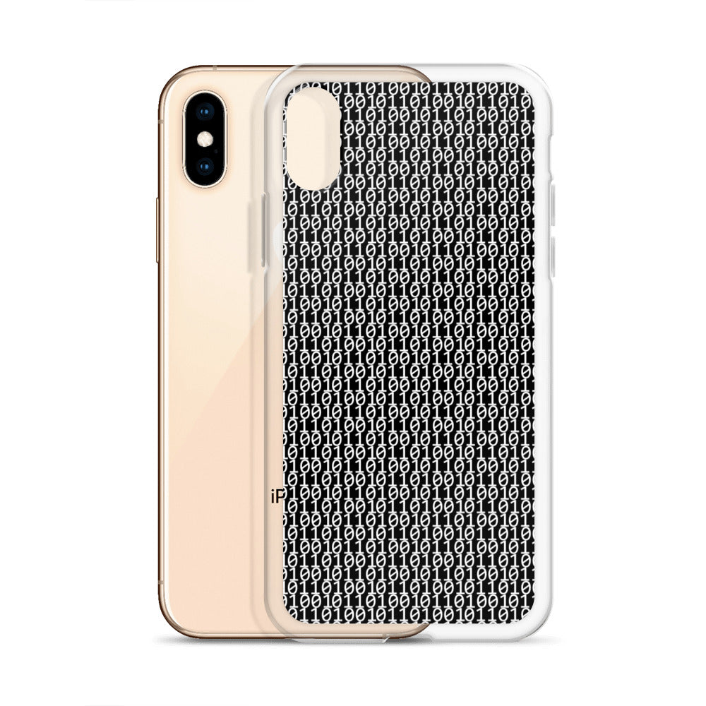 物質をデジタル出力すると。(カラー:ブラック)2進数iPhoneケース