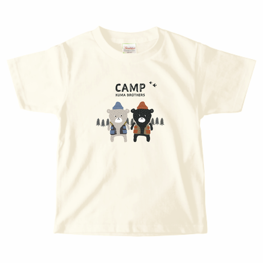 【キッズ】キャンプくま兄弟Tシャツ（アイボリー）