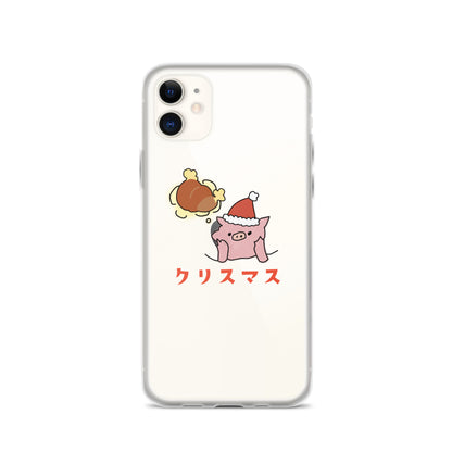 とんかつブタのクリスマス iPhoneケース　