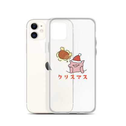 とんかつブタのクリスマス iPhoneケース　