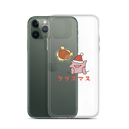 とんかつブタのクリスマス iPhoneケース　