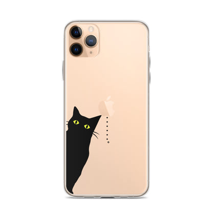 覗き見キャットiPhoneケース（黒猫）