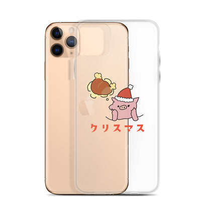 とんかつブタのクリスマス iPhoneケース　