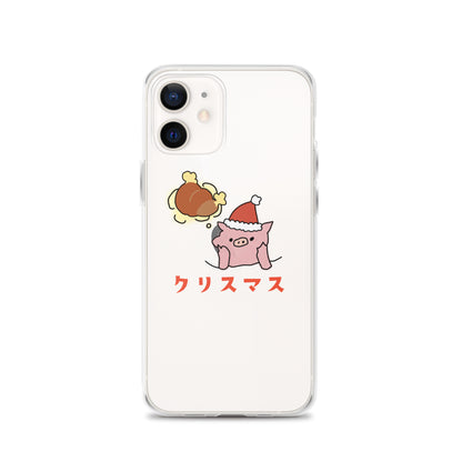 とんかつブタのクリスマス iPhoneケース　