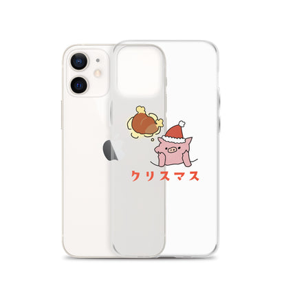 とんかつブタのクリスマス iPhoneケース　