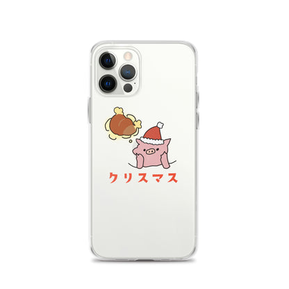 とんかつブタのクリスマス iPhoneケース　