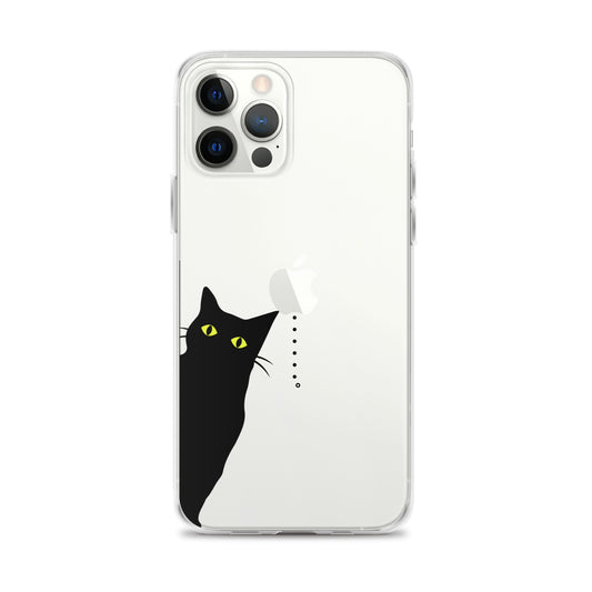 覗き見キャットiPhoneケース（黒猫）