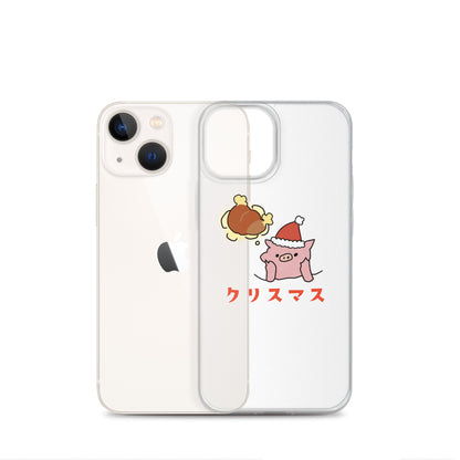 とんかつブタのクリスマス iPhoneケース　