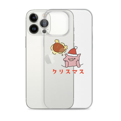 とんかつブタのクリスマス iPhoneケース　