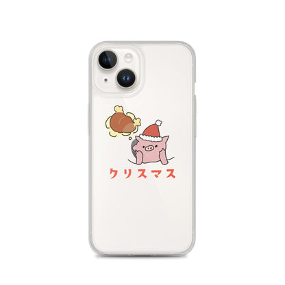 とんかつブタのクリスマス iPhoneケース　