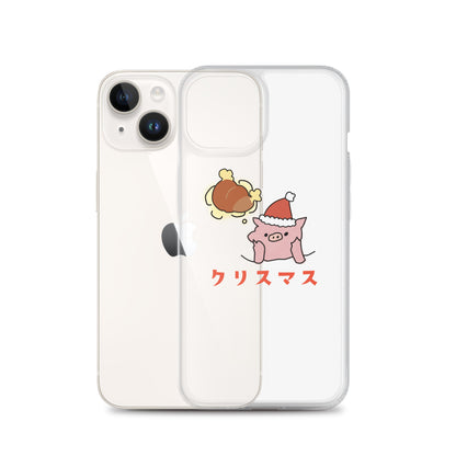 とんかつブタのクリスマス iPhoneケース　