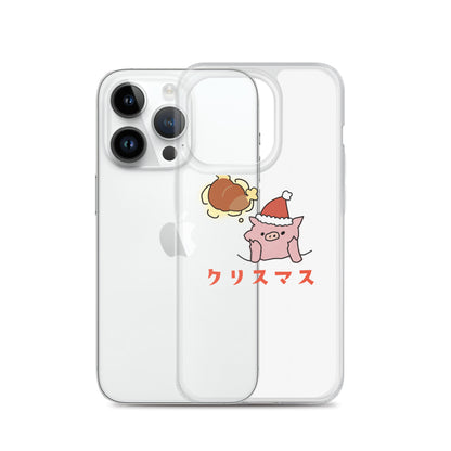 とんかつブタのクリスマス iPhoneケース　