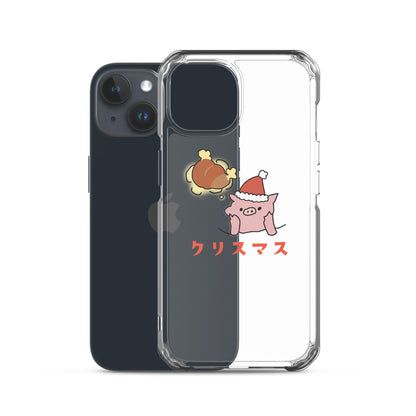 とんかつブタのクリスマス iPhoneケース　