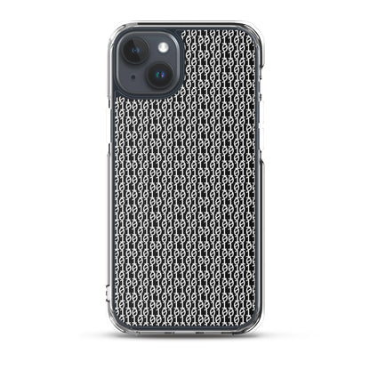 物質をデジタル出力すると。（カラー：ブラック）2進数iPhoneケース