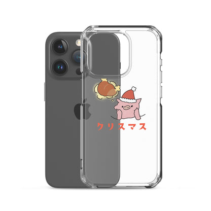 とんかつブタのクリスマス iPhoneケース　