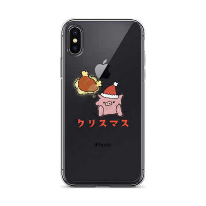 とんかつブタのクリスマス iPhoneケース　