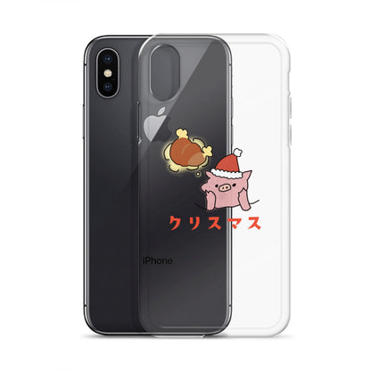 とんかつブタのクリスマス iPhoneケース　