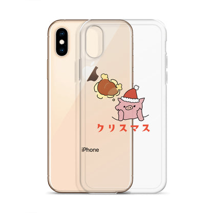 とんかつブタのクリスマス iPhoneケース　