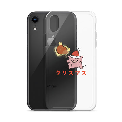 とんかつブタのクリスマス iPhoneケース　