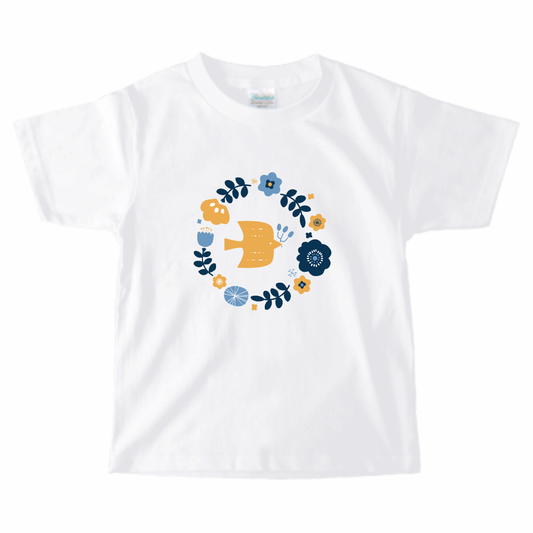 【キッズ】北欧柄のTシャツ（とり）