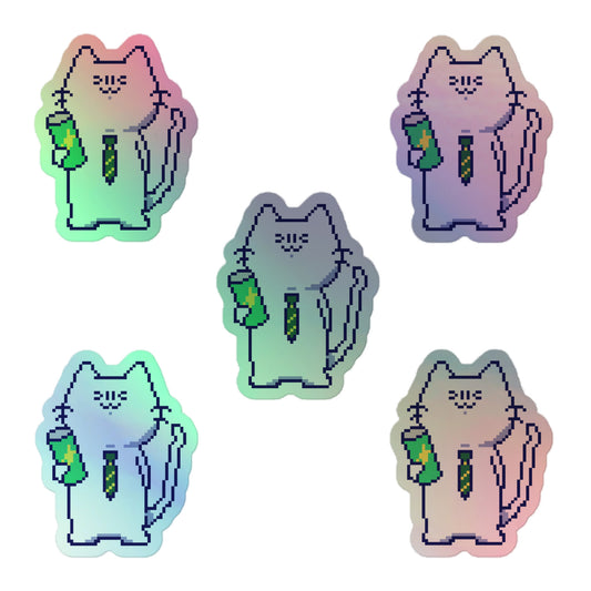ゲーミング激務猫（炭酸つよめ）ホログラフステッカー