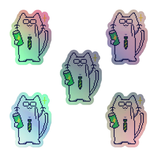 ゲーミング激務猫（優秀モード）ホログラフステッカー