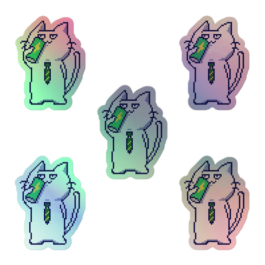 ゲーミング激務猫（エナドリごくごく）ホログラフステッカー